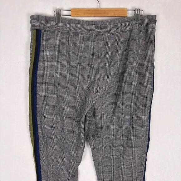 Maeve by Anthropologie Black Plaid with Sparkle Striped Side Pants Size Large - Picture 9 of 12